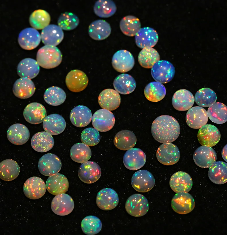 

100% NATURAL ETHIOPIAN WELO FIRE OPAL CABOCHON ROUND 4.5mm 1pc