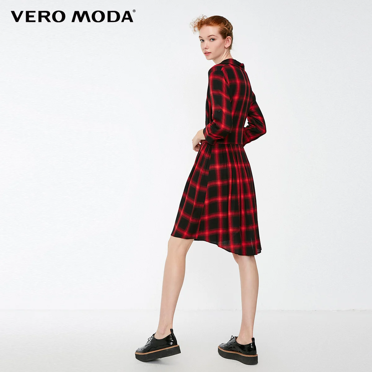 Vero Moda Новое Женское Платье-рубашка в клетку с декоративным поясом на талии | 3184SZ507