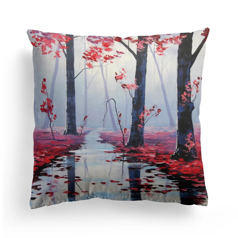 4Pcs Printed Cushion Cover for Sofa Car Chair Seat Cushion Pillow Cover Throw Pillowcase Tree Decorative Cushion Cover 45*45cm