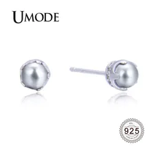 UMODE, круглые серьги с пресноводным жемчугом, 925 пробы, серебряные серьги-гвоздики для женщин, хорошее ювелирное изделие, pendientes de perlas ULE0491