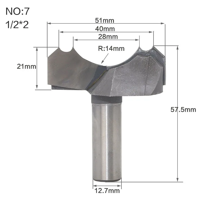 1/" хвостовик профессионального класса двойной дуги Дракон шаровые биты круглый над фрезом для дерева деревообрабатывающий гравировальный станок - Длина режущей кромки: NO7