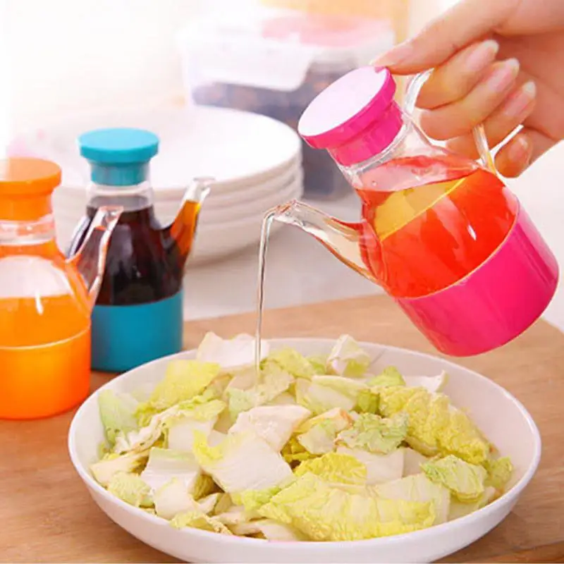 1 قطعة البلاستيك التوابل زجاجة مزيتة زجاجة صلصة الصويا وعاء من الخل التوابل جرة زجاجة زجاجات بهار المطبخ النفط