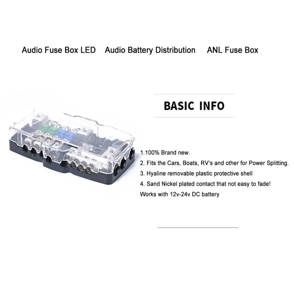 Мульти-функциональный светодиодный автомобильный аудио стерео мини ANL блок предохранителей с 4 х блок предохранителей 30A 60A 80Amp и Батарея распределения 0/4ga