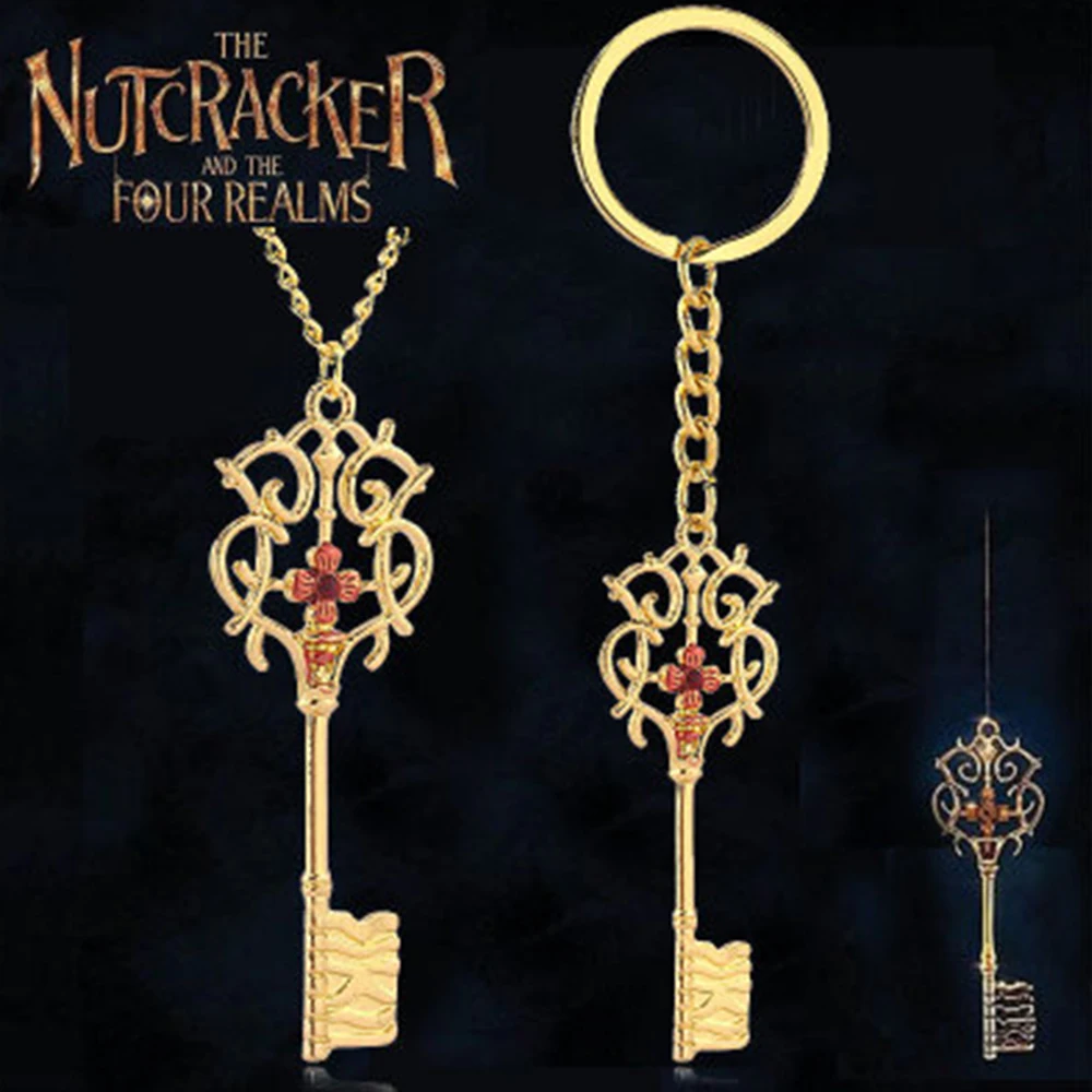 

The Nutcracker And The Four Realms Key Keychain Magic Wand Clara 'Back' Key Pendants Keyrings Gold Metal Chaveiro Movie Jewelry