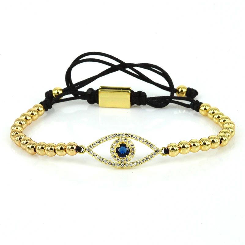 Macrame Bracelets Men Women Jewelry 24k Brass Beads Fatima Hand Evil