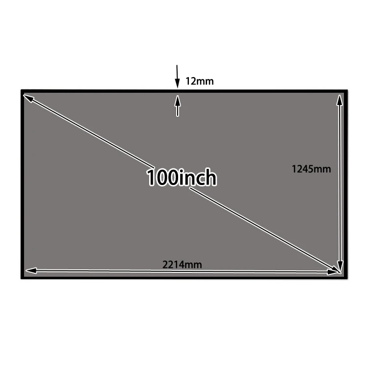100INCH Black Crystal screen dimension