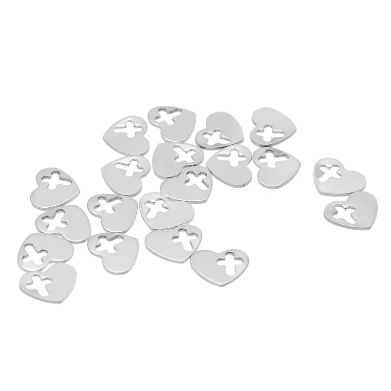 Подвески в виде сердца LASPERAL из нержавеющей стали 10 шт.|stainless steel heart pendant|stamping