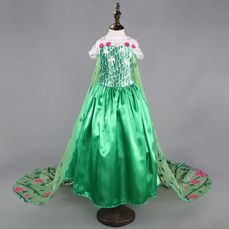 Новое платье принцессы Эльзы; платья для девочек; костюмы для детей; праздничное платье Снежной Королевы; Рождественская одежда Анны для маленьких девочек - Цвет: elsa2