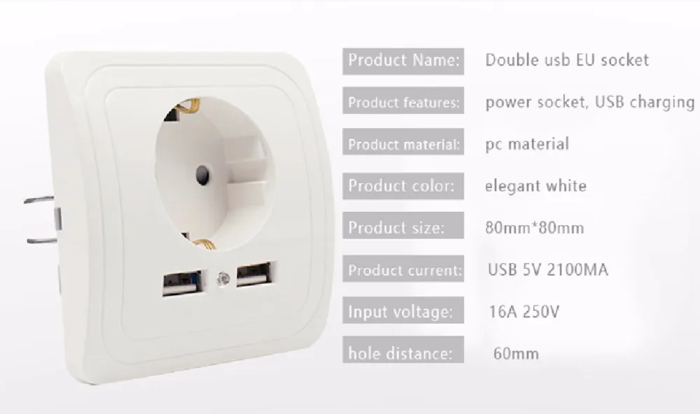 CXFGpop розетка 2000 мА, настенный двойной USB порт, зарядное устройство, адаптер 16А, стандарт ЕС, электрическая розетка, панель 110~ 250 В