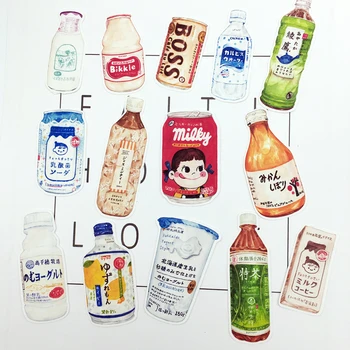 

20pcs 5-8cm Hand Drawing Watercolor Japanese drink sticker dry glue Notebook Planner Scrapbooking, DIY Paper Sticker