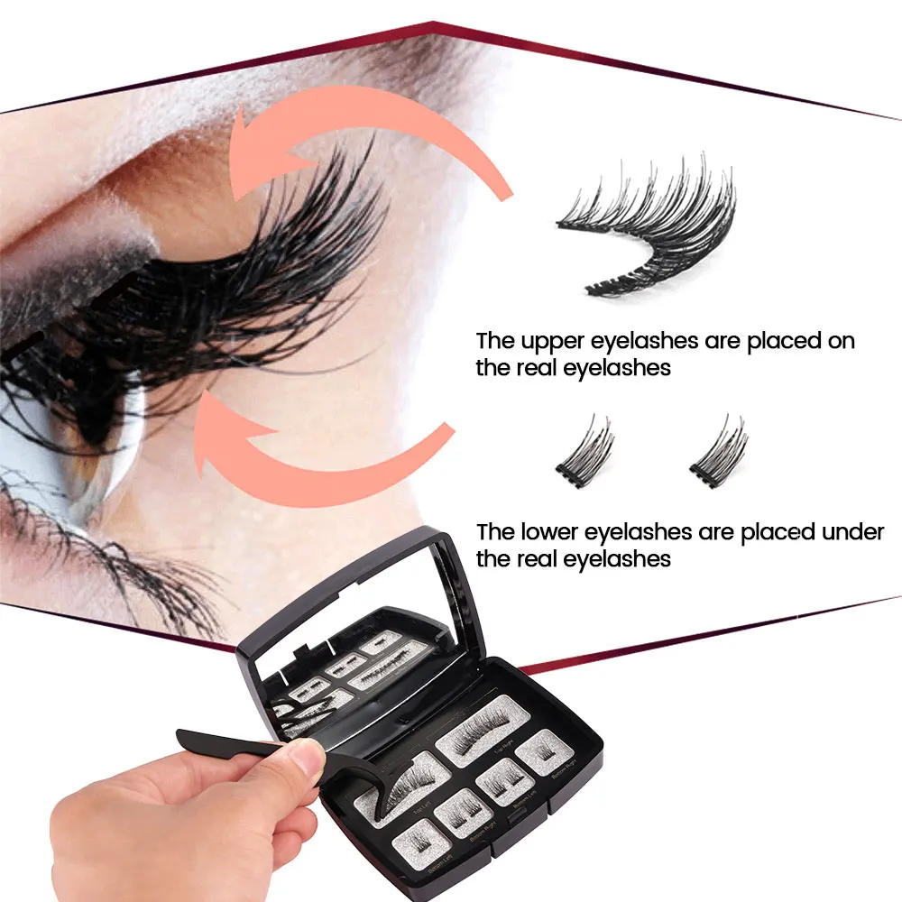 Magnetic False Eyelashes Eye Lashes Makeup Kit Set Handmade Natural Comfortable with Box Full Strip Lashes Extension Supplies