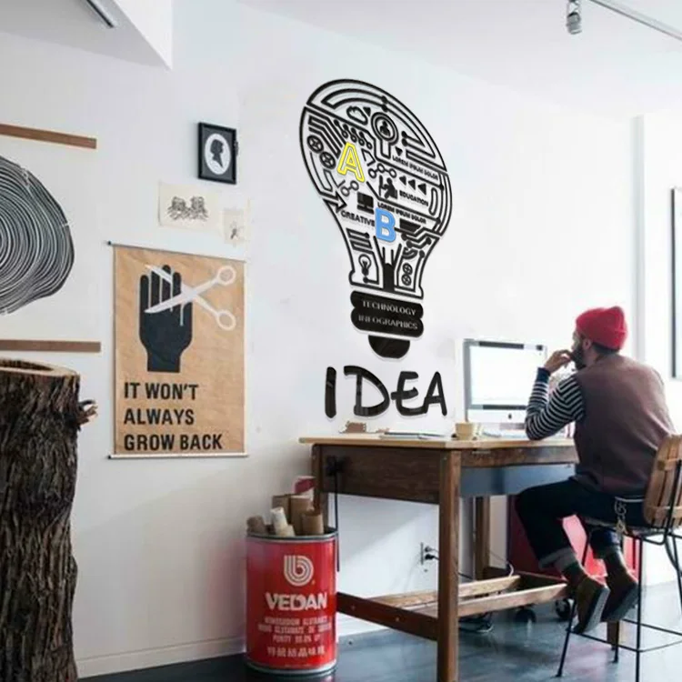 Идея лампы креативные красочные акриловые 3D наклейки на стену для офиса гостиной диван фон украшение стены Современные