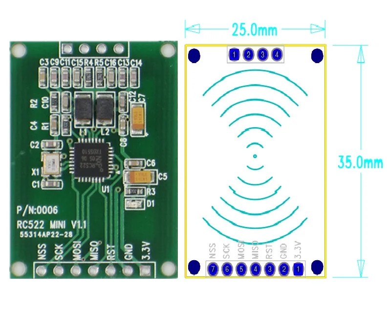 1PCS 13.56MHz RFID Reader Writer Module SPI Interface IC Card RF Sensor