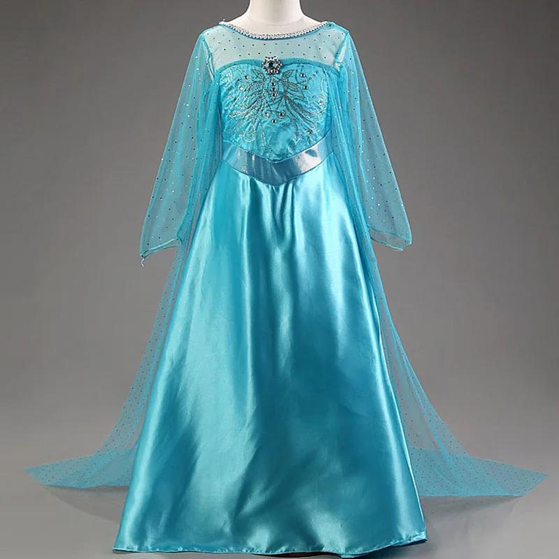 Новое платье принцессы Эльзы; платья для девочек; костюмы для детей; праздничное платье Снежной Королевы; Рождественская одежда Анны для маленьких девочек
