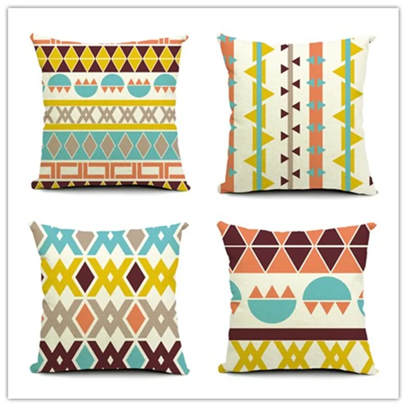 

Newest Home Decorative Sofa Bed Cushion Throw Pillow 18"Decor Geometric Cotton Linen Square Letter Cushion Cojines Almofadas