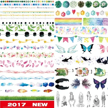 

24Designs NEW!! Flag/Girl/Lace/Butterfly/Feather Pattern Japanese Washi Decorative Adhesive DIY Masking Paper Tape Sticker Label