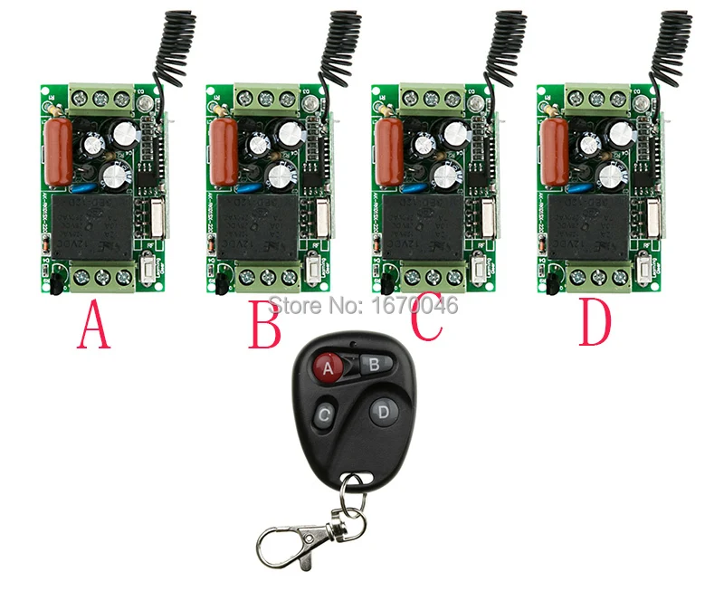

Remote Control Switch AC220V 1CH Lighting teleswitch LED Lamp ON OFF Remote Controller 4Receiver 1Transmitter 315/433 Learn Code