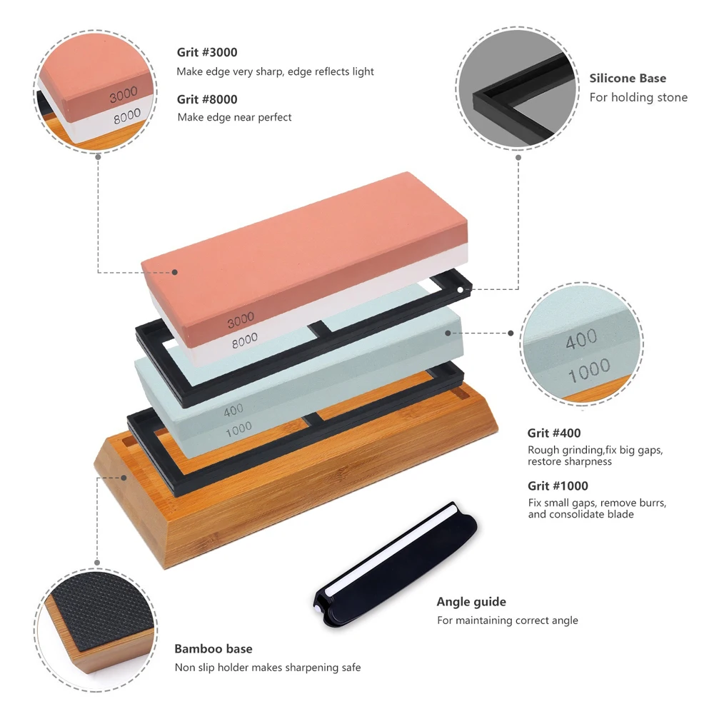 400/1000 3000/8000 зернистый точильный камень премиум класса, набор точильных камней, идеальная точилка для всех лезвий, кухонная точилка