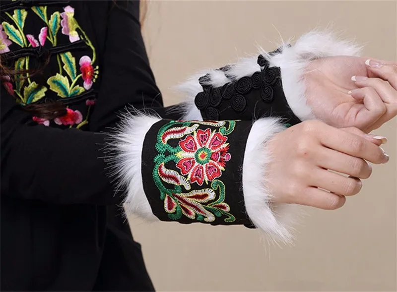 Винтажные тактические женские перчатки Harajuku Guantes в китайском стиле, женские перчатки с вышивкой на осень и зиму