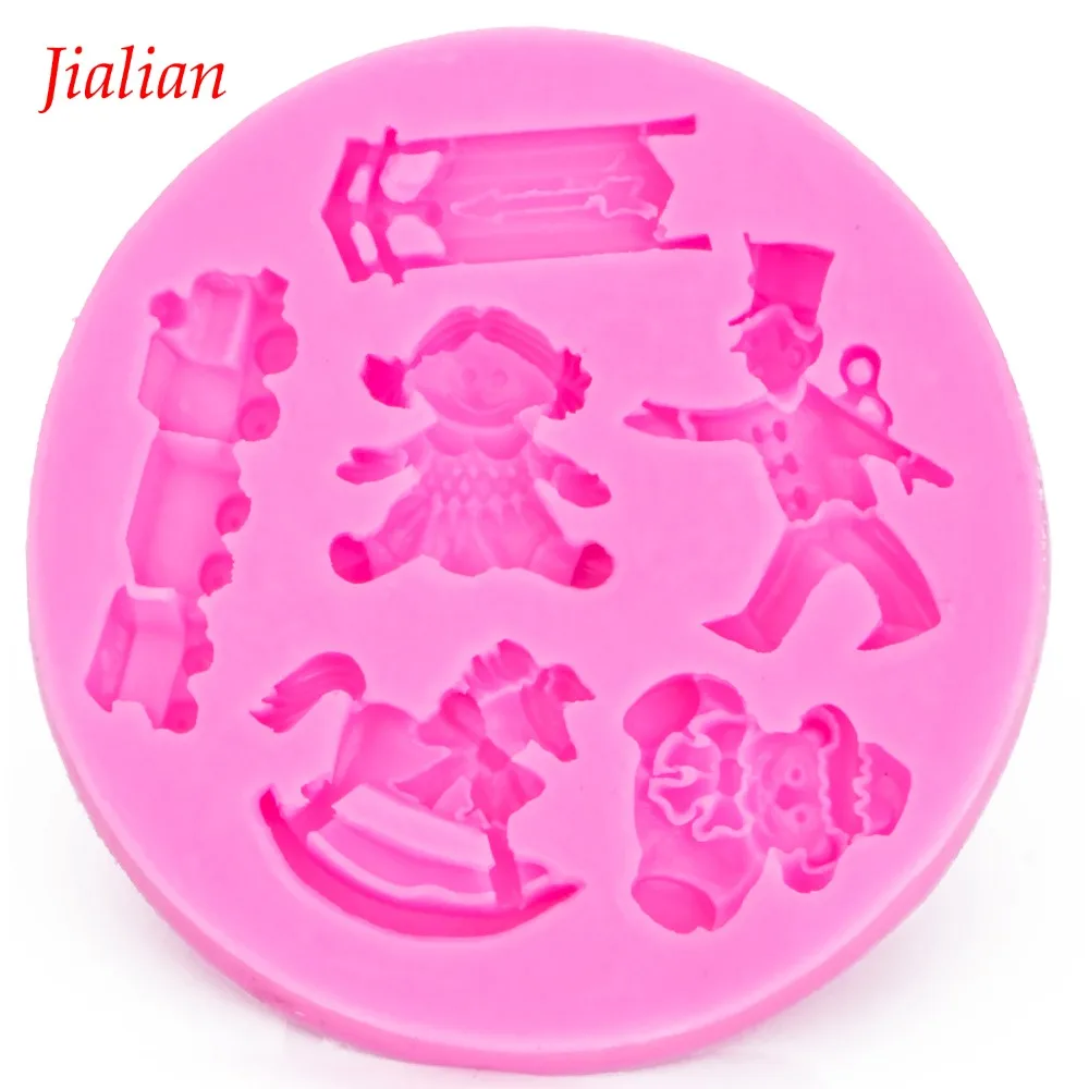 

Baby Trojan train Shaped food-grade fondant cake silicone mould DIY chocolate pastry denier sugar kitchen decorating tools F0025