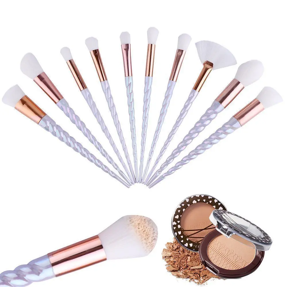 White 10pcs Unicorn Makeup Brush Set Pink  Foundation Blending Powder Eye shadow Make Up Brushes Cosmetic Beauty Make Up Tools