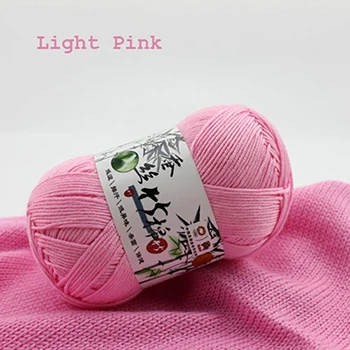 Цветная мягкая натуральная гладкая бамбуковая хлопковая пряжа, молочная хлопчатобумажная пряжа, шерстяная плотная пряжа для шарфа, свитера - Цвет: Light Pink