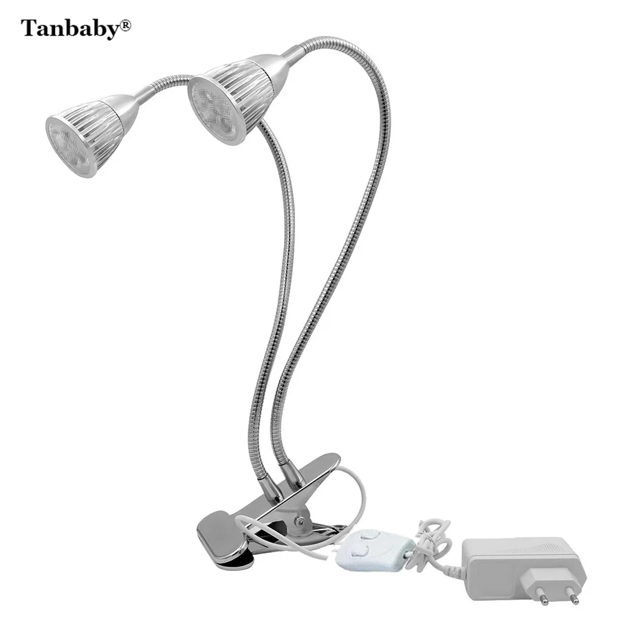 Tanbaby 10 Вт Dual Head Гибкая клип завод полный спектр светать светодиодный лампы накаливания для внутреннего Овощной цветок