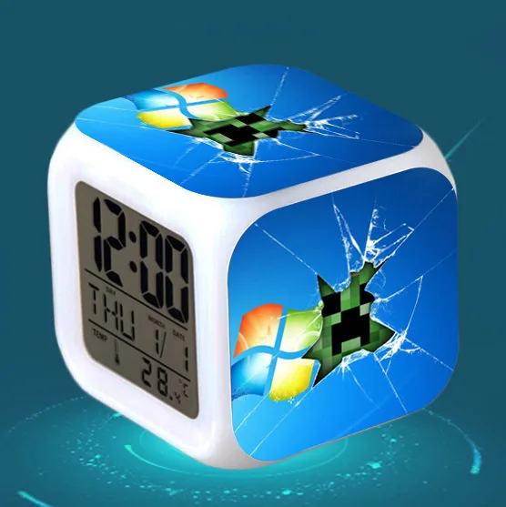 Cartoon Children Alarm Clock wake up light Digital Alarm Clock Kids Toys LED Clock Color Changing table reveil wekker - Цвет: 8