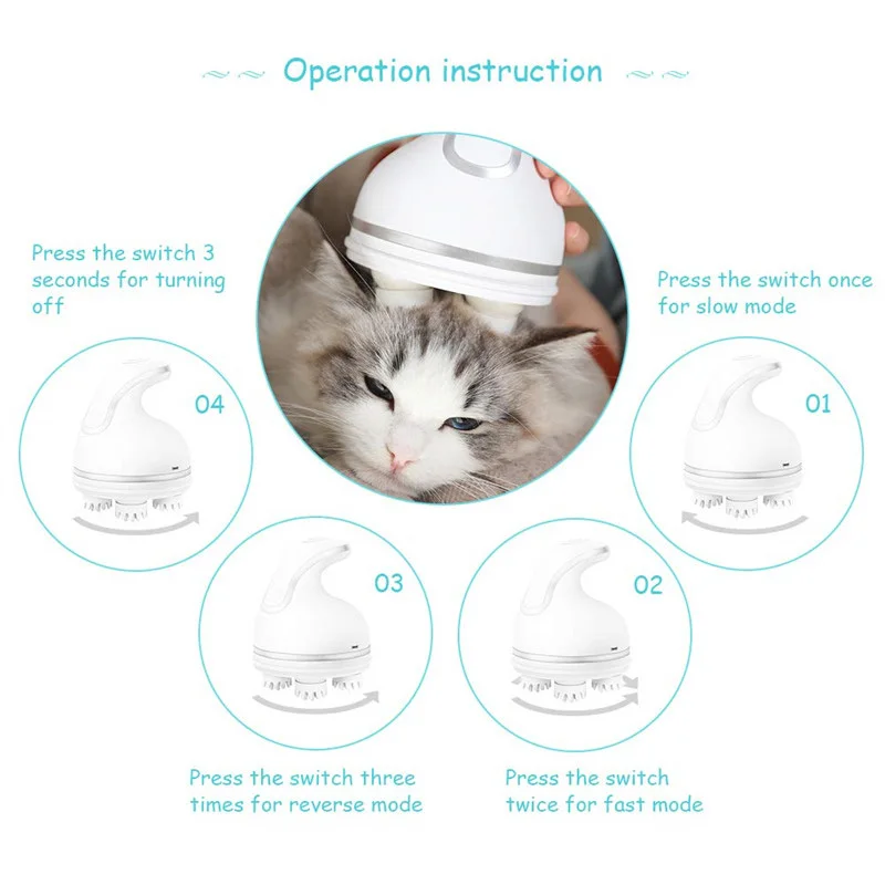 Pet Intelligent Charging Cat Massager 3D Head Massager Cats Automatic Rotate Waterproof Electric Grooming Tools Pets Supplies 35