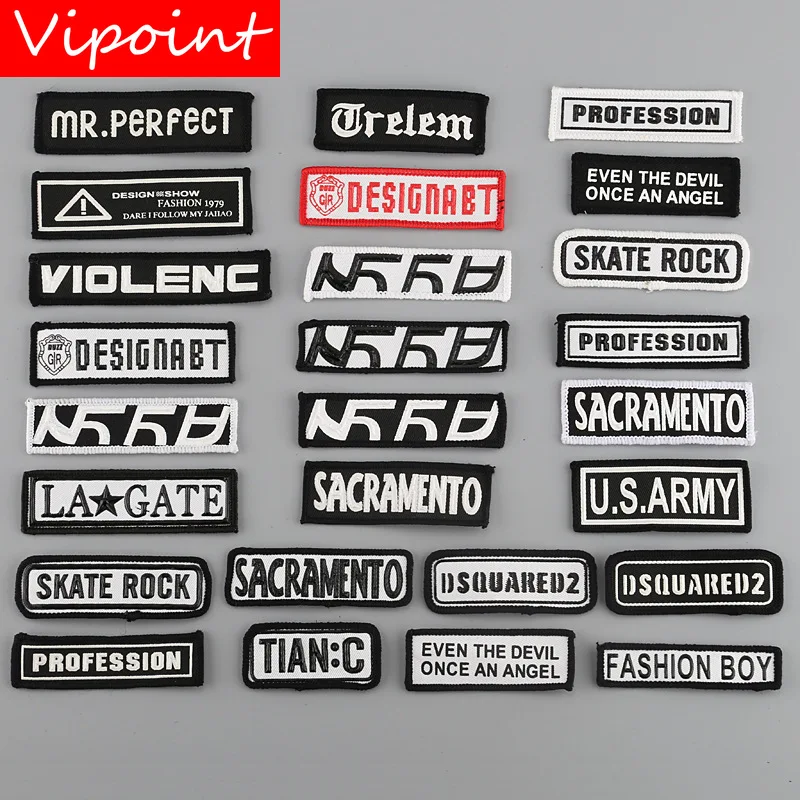 

VIPOINT one set embroidery printed warning patches letter alphabet patches badges applique patches for clothing YM-29