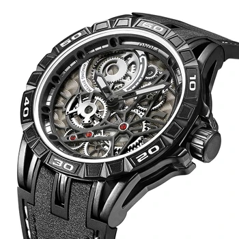 ONOLA Men's Unique Design Limited Military Black Mechanical Waterproof Japan Movement Quartz Watches