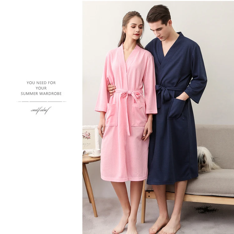 Men Woman Bathrobe Dressing Gown Plus Size M XL XXXL Lovers Summer Male Female Lounge Robes Nightgowns Couple Autumn Robe       546