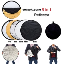 

60/80/110cm 5 in1 Portable Collapsible Light Round Photography Reflector for Photo Studio Multi Photo Disc Flash Light Reflector