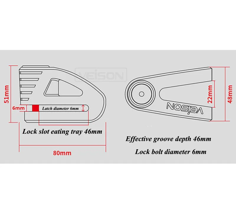 VEISON безопасность мотоцикла Противоугонный блокировочный диск тормозной замок Электрический Автомобильный Замок 304 нержавеющая сталь антикоррозийный водонепроницаемый дисковый замок