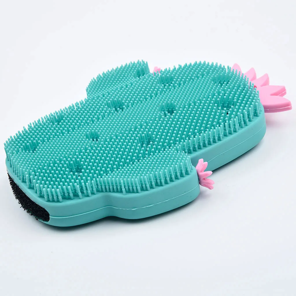 Удобная Милая силиконовая Массажная щетка для ванны С КАКТУСОМ для мытья лица инструмент для мытья тела сухая кожа для тела аксессуары для