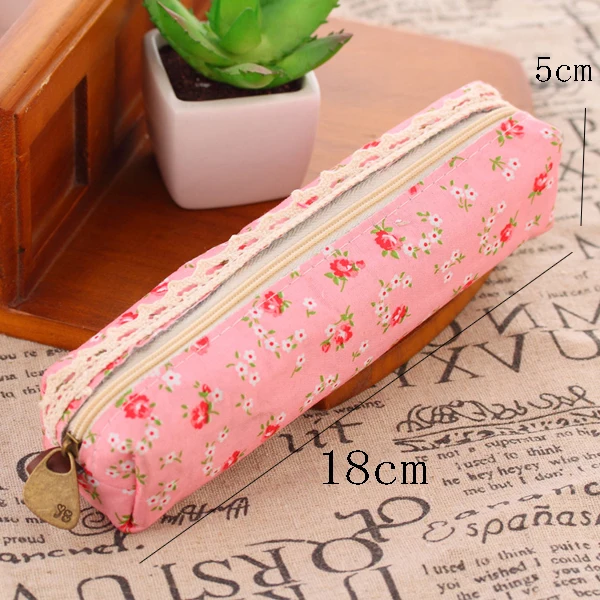 2 шт./лот милый кавайный цветочный тканевый пенал на молнии винтажная кружевная