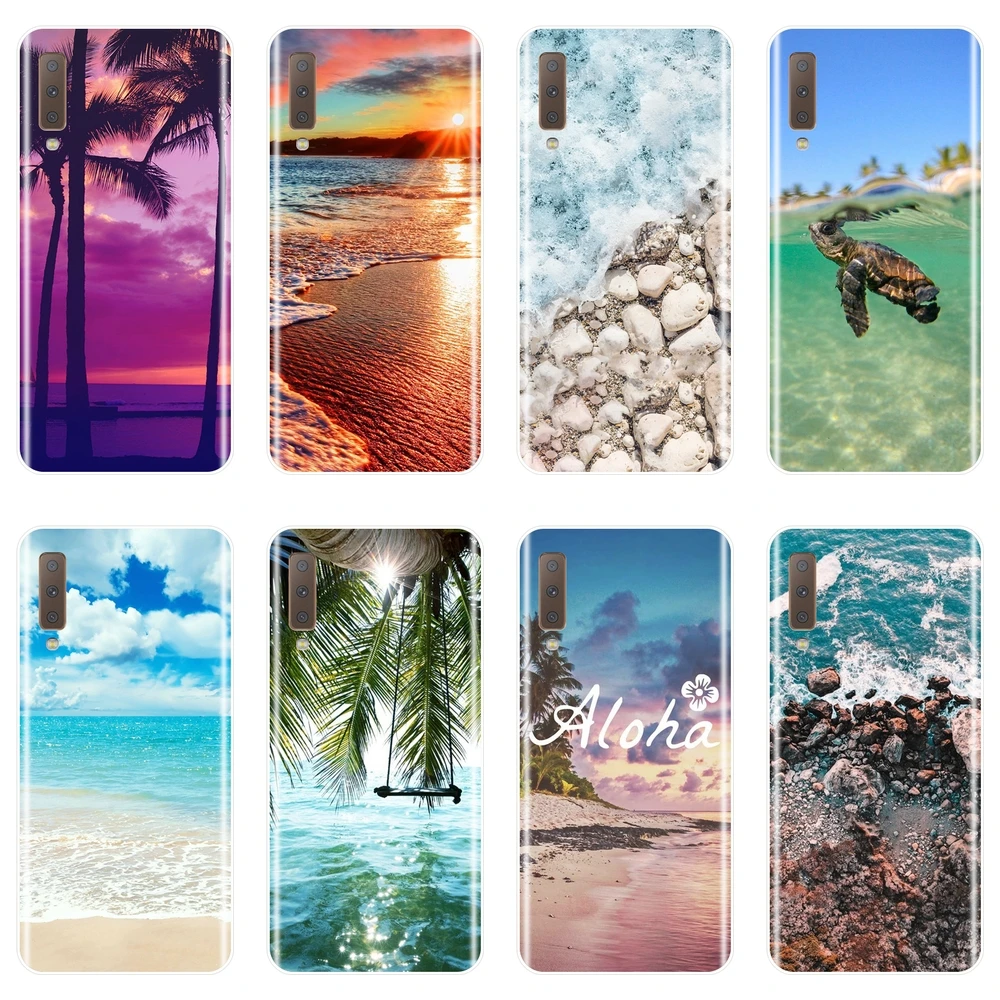 Silicone Phone Case For Samsung Galaxy A6 A7 A8 2018 A3 A5 2016 2017 Beach Turtle Soft Back Cover Plus | Мобильные телефоны и