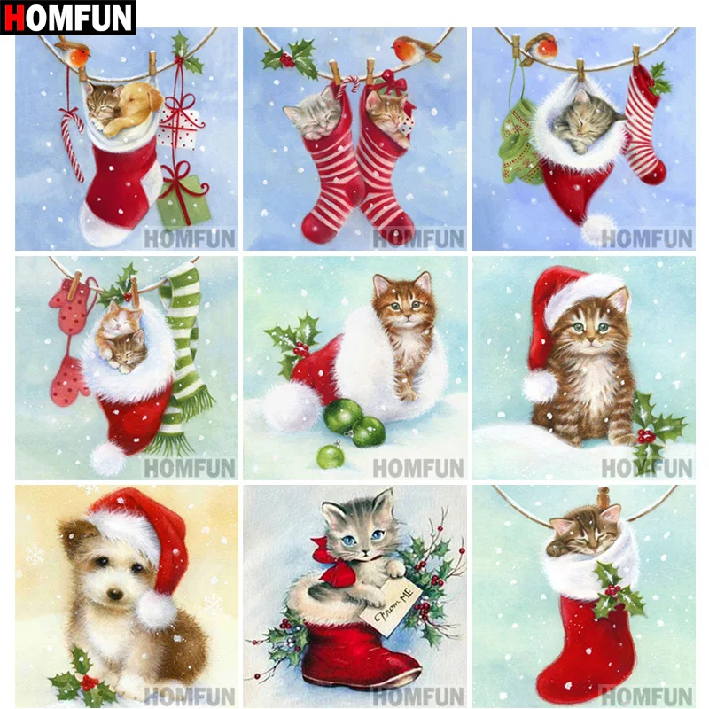 

HOMFUN Full Diamond Embroidery Diy 5D Diamond Painting Cross Stitch Christmas Card Full Drill Home Room Decor A14453