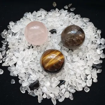

Natural Gravel&rose quartz sphere smoky Crystal ball Specimen Healing