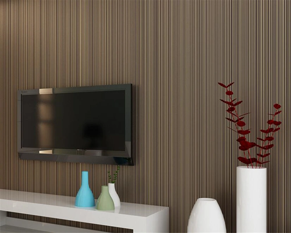Us 24 85 29 Off Beibehang Simple Plain White Beige Brown Wallpaper 3d Living Room Bedroom Background Full Vertical Stripes 3d Wallpaper Rolls In