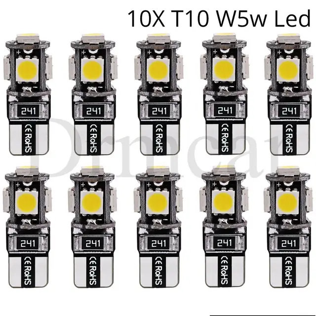 Luz de matrícula de coche Canbus, luz de matrícula de coche Canbus blanca, 5smd azul y roja, W5w, 194, bombillas de Error, cuña, bombilla Led de estacionamiento, señal de giro para maletero, 10X Luz de matrícula de coche Canbus, luz de matrícula de coche Canbus blanca, 5smd azul y roja, W5w, 194, bombillas de Error, cuña, bombilla Led de estacionamiento, señal de giro para maletero, 10X