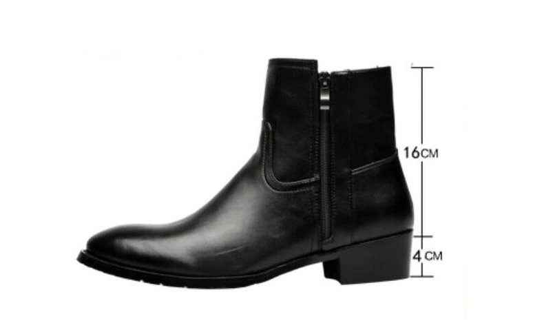 Men's Boots' Round Toe Ankle Boot Slip On Genuine Leather Snow Boots Men Winter Casual Chelsea Boots Black Mens Winter Shoes     (2)