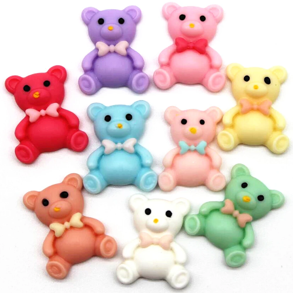 

10pcs/log 19x24mm cartoon resin bear DIY handmade material earrings hanging ornaments cute colorful mixed