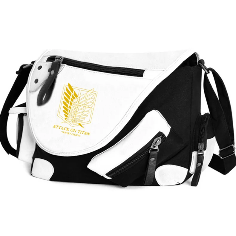 

Free shipping Hot!Attack on Titan Shingeki no Kyojin Wings of Liberty logo fashion man woman bags PU Stitching canvas Handbags