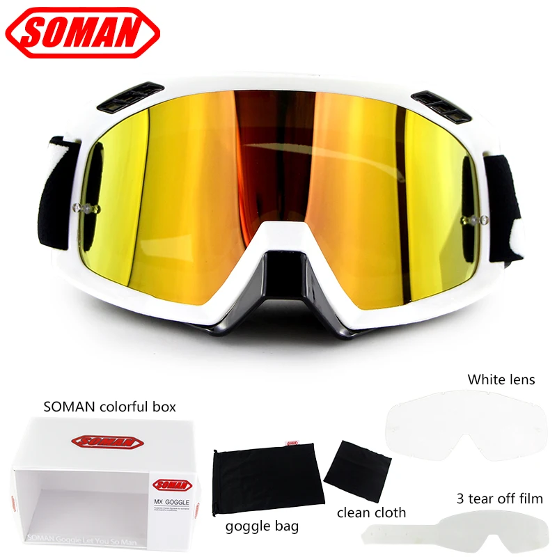 Очки для мотоцикла SOMAN SM15 Oculos очки мотокросса MX со съемными фильмами велосипедные
