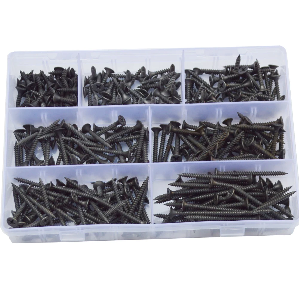 

Phillips Flat Head Cross Recessed Metric Thread Phosphorus Countersunk Self Tapping Drywall Wood Bolt Black Assortment Kit M3.5