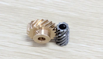 

45 degree Staggered gear 45 # steel Helical gear 1:2.25 Steering brass gear 1 set=90 degree 1 modulus 18T 8T worm (6mm hole)