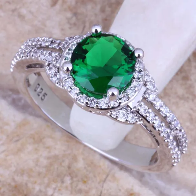 Pleasant Green Cubic Zirconia White CZ 925 Sterling Silver Ring For Women Size 5 Pleasant Green Cubic Zirconia White CZ 925 Sterling Silver Ring For Women Size 5