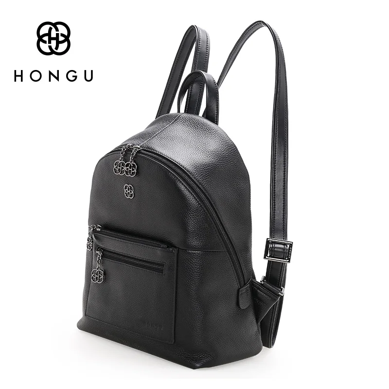 

HONG Fashion Women Backpack Natural Top Layer Cow Leather Crossbody Bag Student Teenagers Girls Travel Bags Simple Versatile Bag