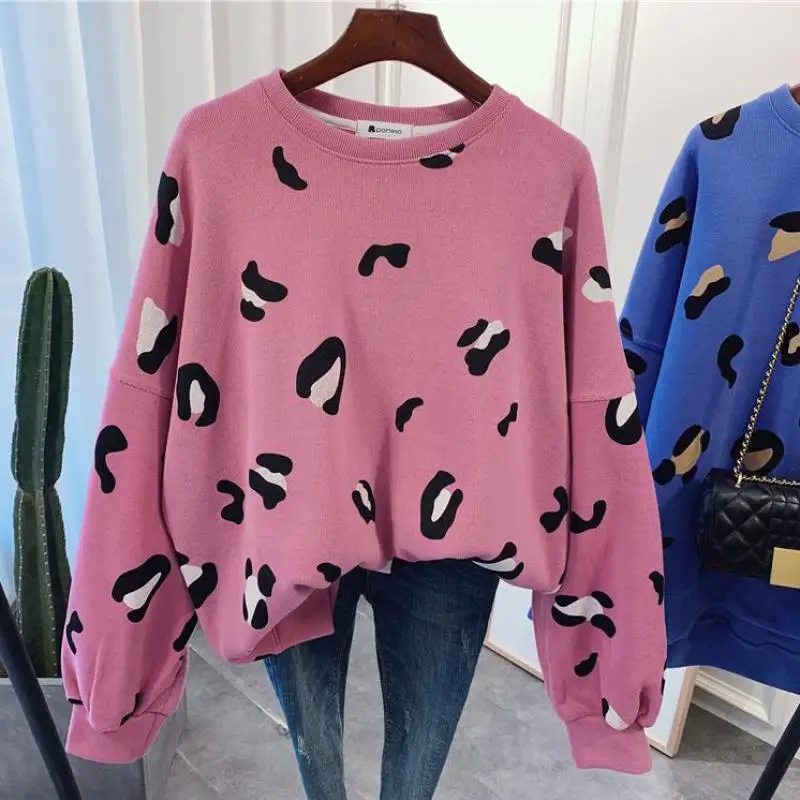 

Shuchan Women Clothes 2019 Casual Leopard Hooded Pullover Streetwear Korean Fashion Hoodies & Sweatshirts long sleeve
